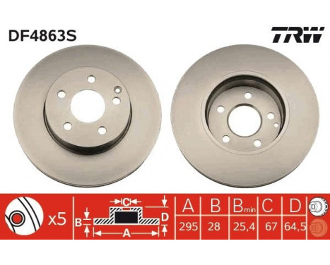 Brake Disc DF4863S TRW, Image 2