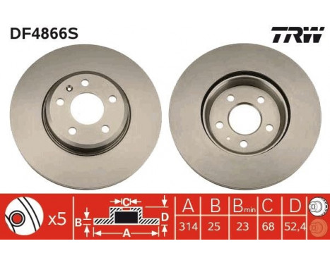 Brake Disc DF4866S TRW, Image 2