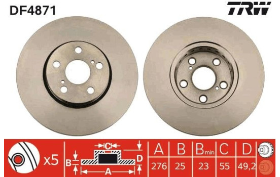 Brake Disc DF4871 TRW, Image 3