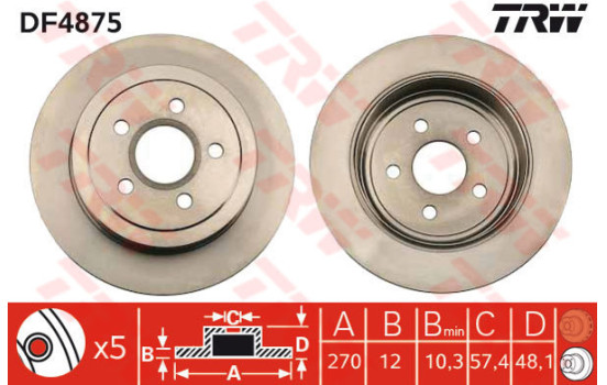 Brake Disc DF4875 TRW