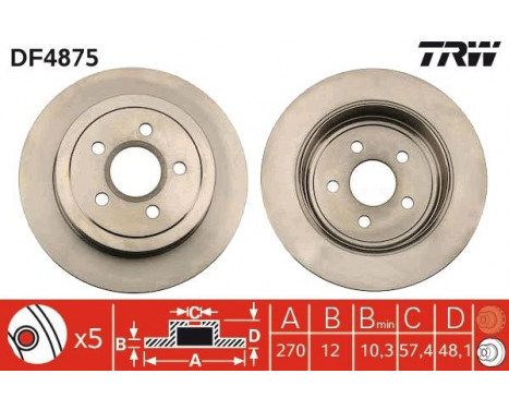 Brake Disc DF4875 TRW, Image 3