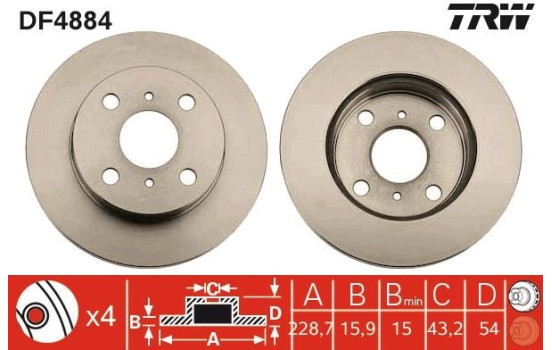 Brake Disc DF4884 TRW