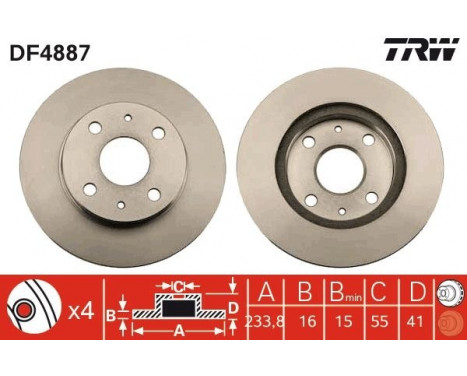 Brake Disc DF4887 TRW, Image 2