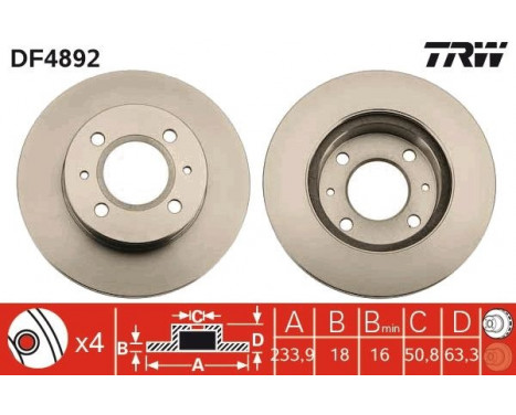 Brake Disc DF4892 TRW, Image 3