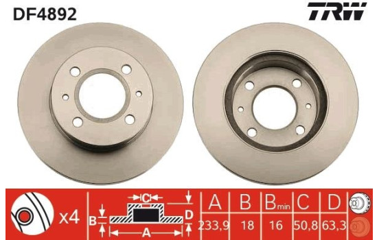 Brake Disc DF4892 TRW, Image 3