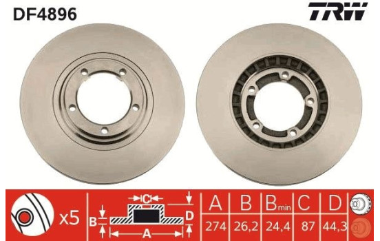 Brake Disc DF4896 TRW, Image 3