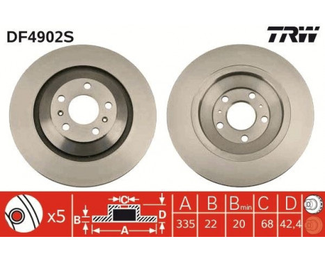 Brake Disc DF4902S TRW, Image 3