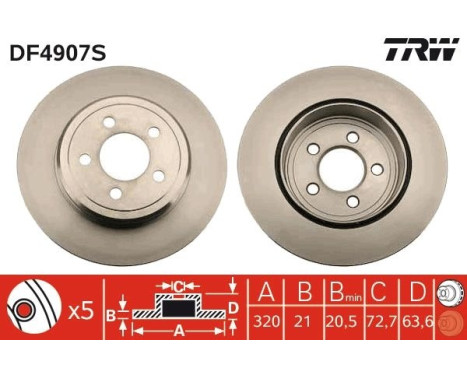 Brake Disc DF4907S TRW, Image 3