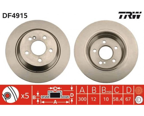 Brake Disc DF4915 TRW, Image 3