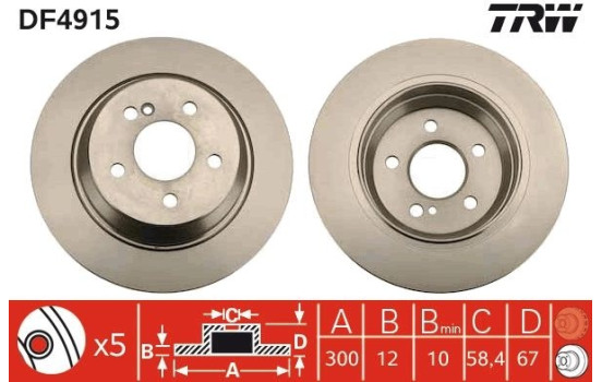 Brake Disc DF4915 TRW, Image 3