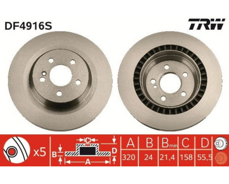 Brake Disc DF4916S TRW, Image 3