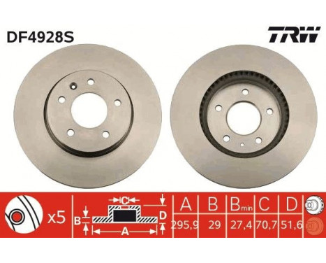 Brake Disc DF4928S TRW, Image 3