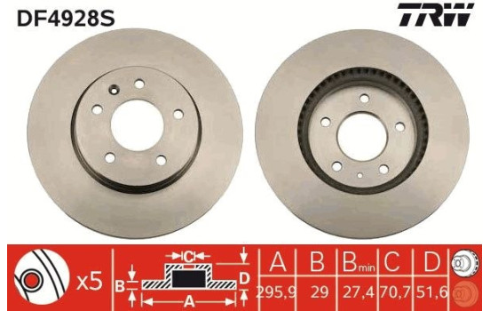 Brake Disc DF4928S TRW, Image 3