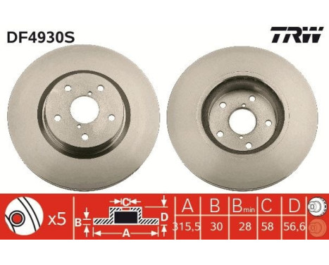 Brake Disc DF4930S TRW, Image 3