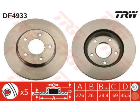 Brake Disc DF4933 TRW