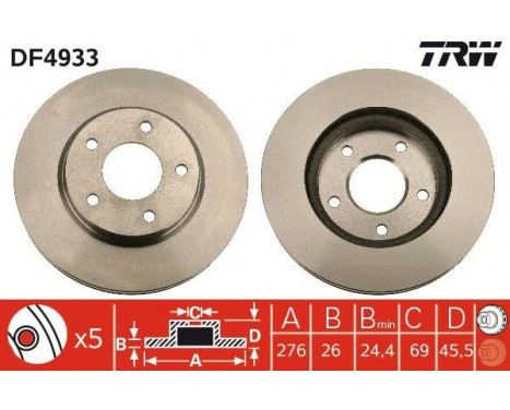 Brake Disc DF4933 TRW, Image 3