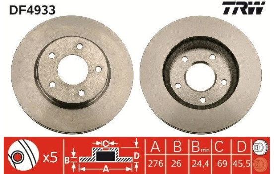 Brake Disc DF4933 TRW, Image 3