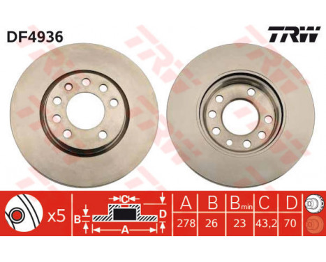 Brake Disc DF4936 TRW