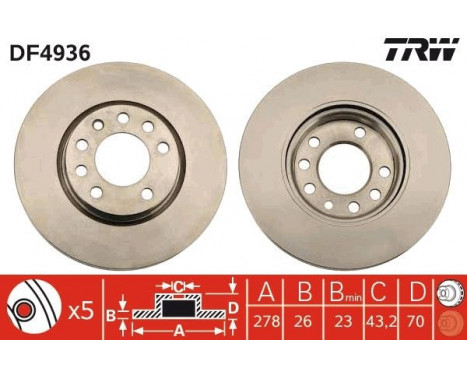 Brake Disc DF4936 TRW, Image 3