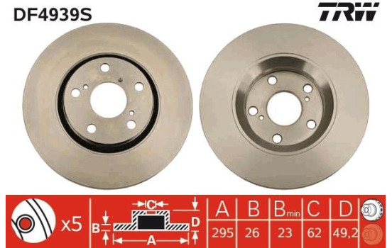 Brake Disc DF4939S TRW, Image 3