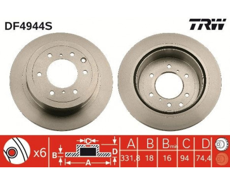 Brake Disc DF4944S TRW, Image 3
