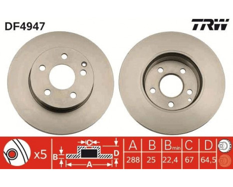 Brake Disc DF4947 TRW, Image 3