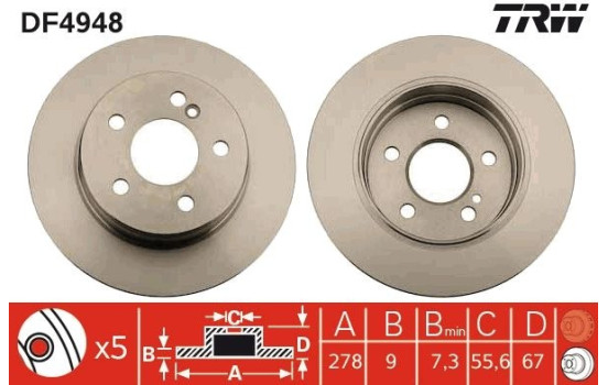 Brake Disc DF4948 TRW, Image 2