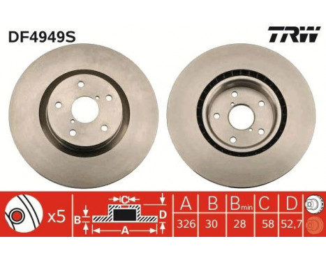 Brake Disc DF4949S TRW, Image 3