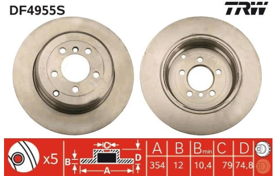Brake Disc DF4955S TRW, Image 2