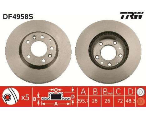 Brake Disc DF4958S TRW, Image 3