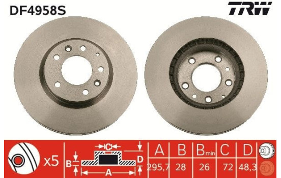 Brake Disc DF4958S TRW, Image 3