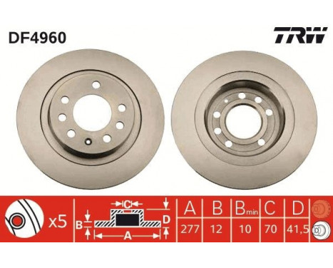 Brake Disc DF4960 TRW, Image 3