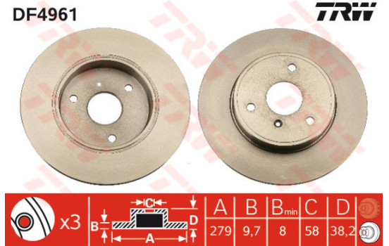 Brake Disc DF4961 TRW