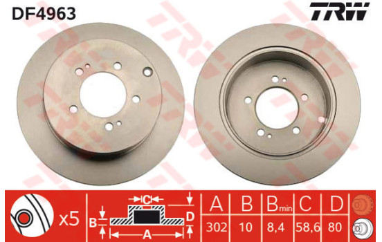 Brake Disc DF4963 TRW