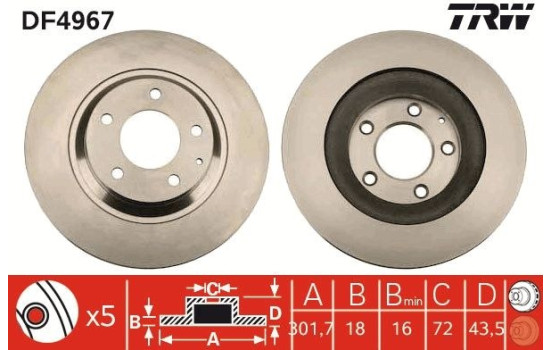 Brake Disc DF4967 TRW, Image 3