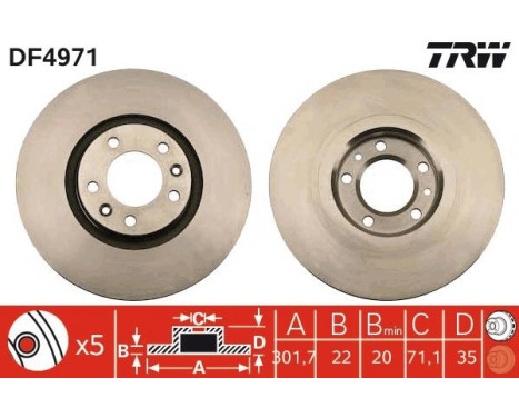 Brake Disc DF4971 TRW, Image 3