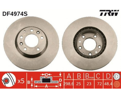 Brake Disc DF4974S TRW, Image 3