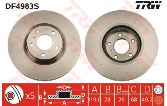 Brake Disc DF4983S TRW