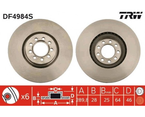 Brake Disc DF4984S TRW, Image 3