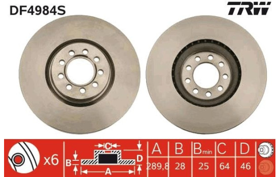 Brake Disc DF4984S TRW, Image 3
