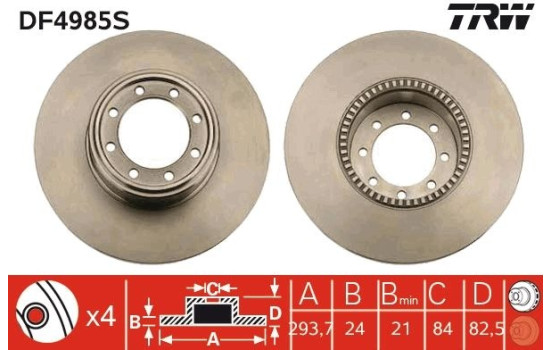 Brake Disc DF4985S TRW, Image 3