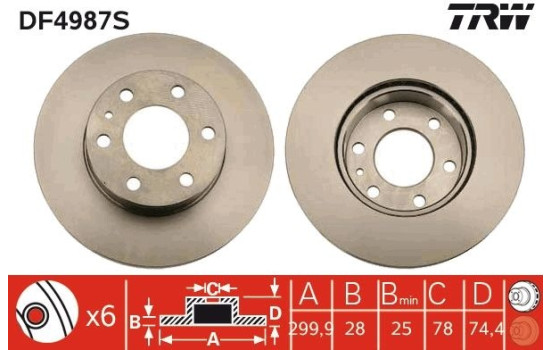 Brake Disc DF4987S TRW, Image 3