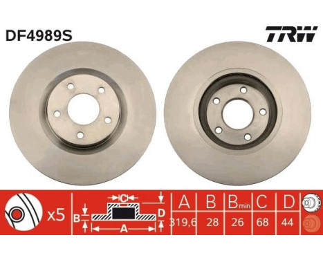 Brake Disc DF4989S TRW, Image 3