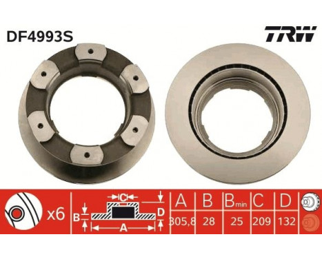 Brake Disc DF4993S TRW, Image 3