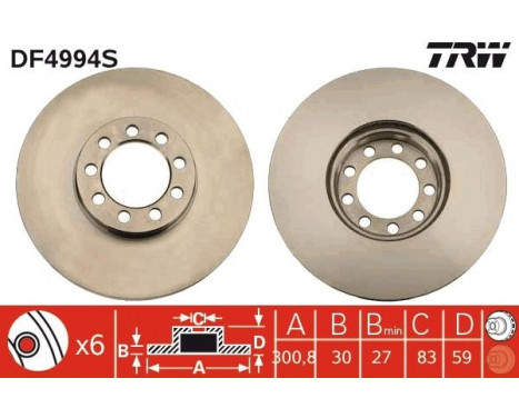 Brake Disc DF4994S TRW, Image 3