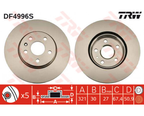 Brake Disc DF4996S TRW