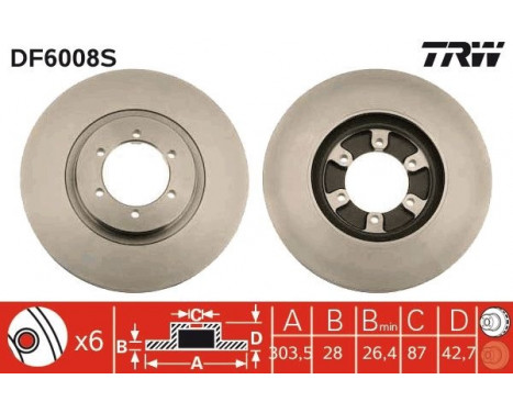 Brake Disc DF6008S TRW, Image 3