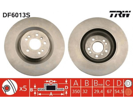 Brake Disc DF6013S TRW, Image 3