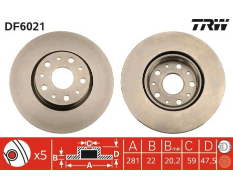Brake Disc DF6021 TRW, Image 3