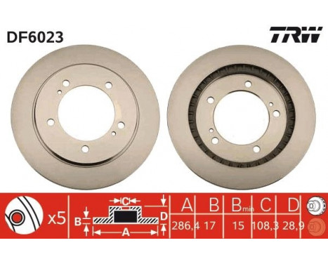 Brake Disc DF6023 TRW, Image 3